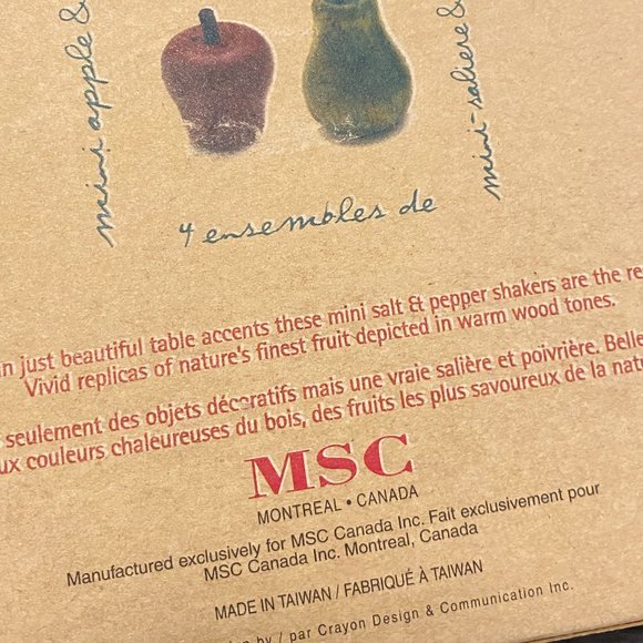 Set of 4 Mini Individual Wood Salt & Pepper Shakers Apples and Pears - Picture 4 of 4